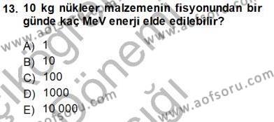 Elektrik Enerjisi Üretimi Dersi 2014 - 2015 Yılı (Vize) Ara Sınavı 13. Soru