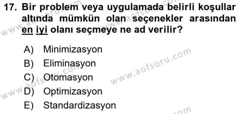 Enerji Ekonomisi Dersi 2020 - 2021 Yılı Yaz Okulu Sınavı 17. Soru