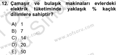 Enerji Tasarrufu Ve Çevre Dersi 2020 - 2021 Yılı Yaz Okulu Sınavı 12. Soru