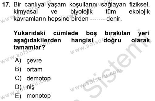 Enerji Tasarrufu Ve Çevre Dersi 2020 - 2021 Yılı Yaz Okulu Sınavı 17. Soru