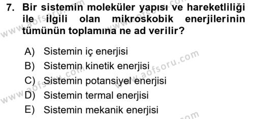 Enerji Tasarrufu Ve Çevre Dersi 2020 - 2021 Yılı Yaz Okulu Sınavı 7. Soru