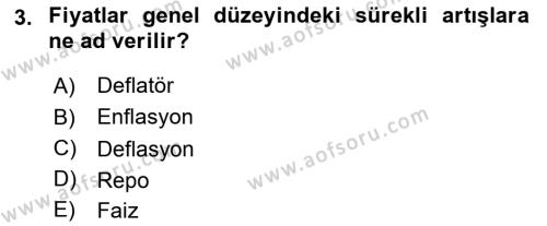 Gayrimenkul Ekonomisi Dersi 2018 - 2019 Yılı (Vize) Ara Sınavı 3. Soru