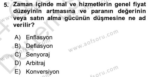 Gayrimenkul Ekonomisi Dersi 2023 - 2024 Yılı (Final) Dönem Sonu Sınavı 5. Soru