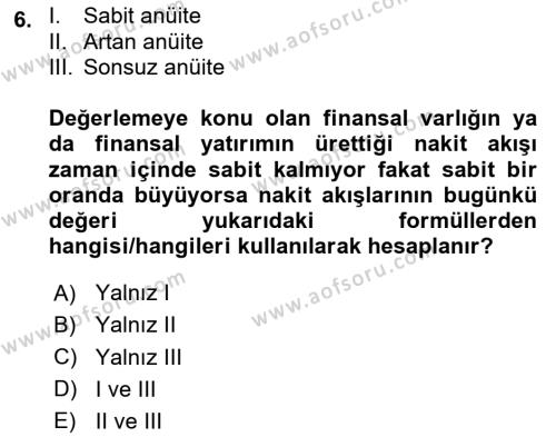 Gayrimenkul Ekonomisi Dersi 2023 - 2024 Yılı (Final) Dönem Sonu Sınavı 6. Soru