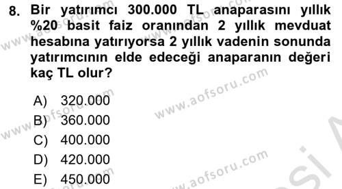 Gayrimenkul Ekonomisi Dersi 2023 - 2024 Yılı (Final) Dönem Sonu Sınavı 8. Soru