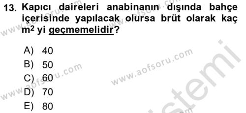 Bina ve Site Yöneticiliği Dersi 2021 - 2022 Yılı (Final) Dönem Sonu Sınavı 13. Soru