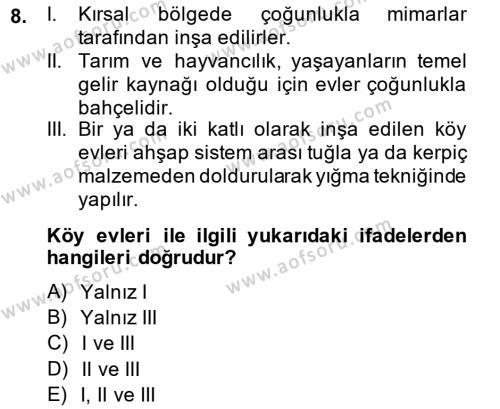 Bina ve Yapım Bilgisi Dersi 2014 - 2015 Yılı Tek Ders Sınavı 8. Soru