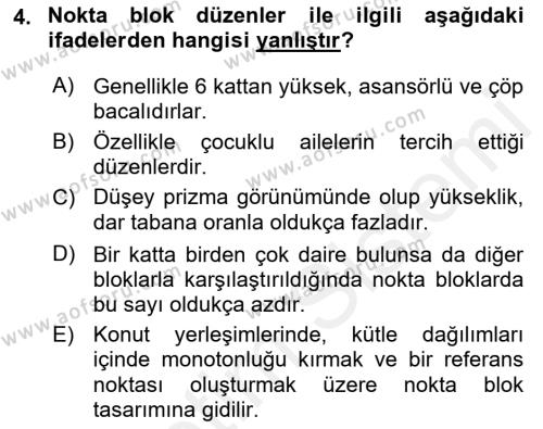 Bina ve Yapım Bilgisi Dersi 2015 - 2016 Yılı Tek Ders Sınavı 4. Soru