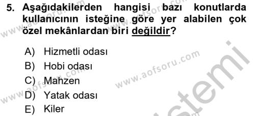 Bina ve Yapım Bilgisi Dersi 2016 - 2017 Yılı 3 Ders Sınavı 5. Soru