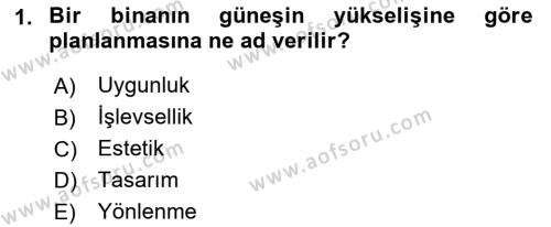 Bina ve Yapım Bilgisi Dersi 2016 - 2017 Yılı (Vize) Ara Sınavı 1. Soru