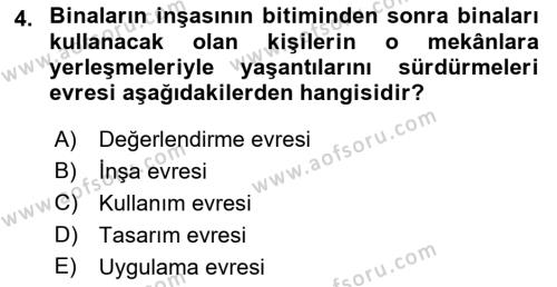 Bina ve Yapım Bilgisi Dersi 2019 - 2020 Yılı (Vize) Ara Sınavı 4. Soru