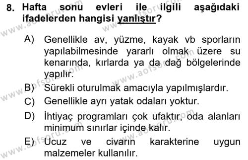 Bina ve Yapım Bilgisi Dersi 2019 - 2020 Yılı (Vize) Ara Sınavı 8. Soru