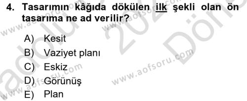 Bina ve Yapım Bilgisi Dersi 2021 - 2022 Yılı (Final) Dönem Sonu Sınavı 4. Soru