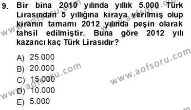 Gayrimenkullerde Vergilendirme Dersi 2012 - 2013 Yılı (Vize) Ara Sınavı 9. Soru