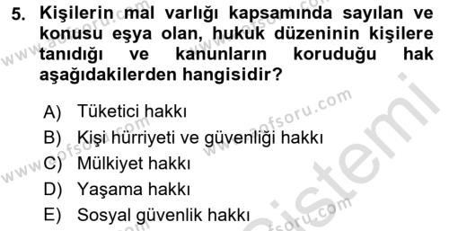 Gayrimenkullerde Vergilendirme Dersi 2022 - 2023 Yılı (Vize) Ara Sınavı 5. Soru