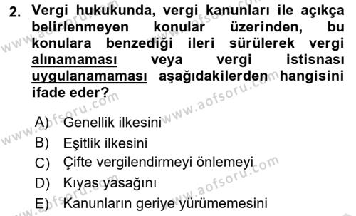 Gayrimenkullerde Vergilendirme Dersi 2022 - 2023 Yılı (Final) Dönem Sonu Sınavı 2. Soru