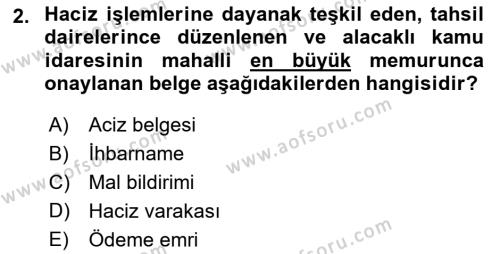 Gayrimenkullerde Vergilendirme Dersi 2022 - 2023 Yılı Yaz Okulu Sınavı 2. Soru