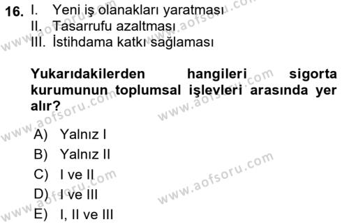 Emlak Yönetimi ve Pazarlaması Dersi 2020 - 2021 Yılı Yaz Okulu Sınavı 16. Soru