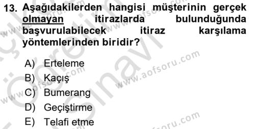 Emlak Yönetimi ve Pazarlaması Dersi 2021 - 2022 Yılı Yaz Okulu Sınavı 13. Soru