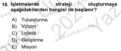 Emlak Yönetimi ve Pazarlaması Dersi 2021 - 2022 Yılı Yaz Okulu Sınavı 18. Soru