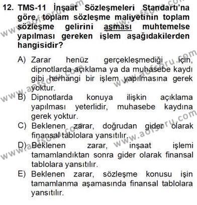 Gayrimenkul Yönetiminde Mesleki Etik Dersi 2012 - 2013 Yılı (Final) Dönem Sonu Sınavı 12. Soru