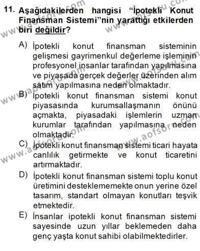 Gayrimenkul Yönetiminde Mesleki Etik Dersi 2014 - 2015 Yılı (Final) Dönem Sonu Sınavı 11. Soru