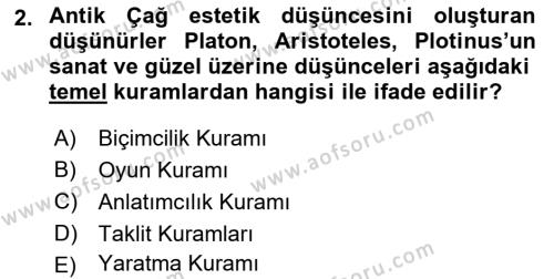 Görsel Estetik Dersi 2022 - 2023 Yılı Yaz Okulu Sınavı 2. Soru