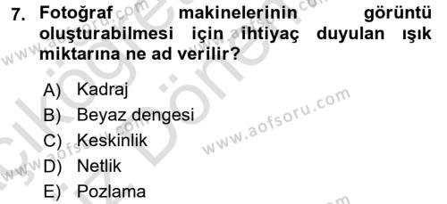 Görsel Estetik Dersi 2023 - 2024 Yılı (Vize) Ara Sınavı 7. Soru