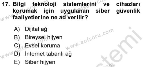 Ev Teknolojisi Dersi 2023 - 2024 Yılı (Vize) Ara Sınavı 17. Soru