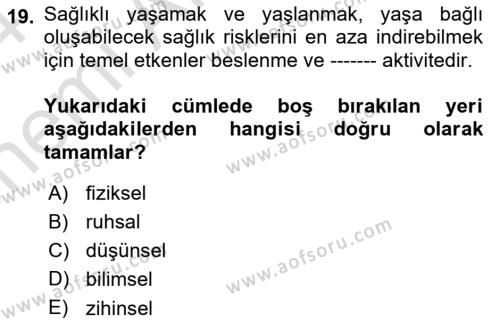 Ev Teknolojisi Dersi 2023 - 2024 Yılı (Vize) Ara Sınavı 19. Soru