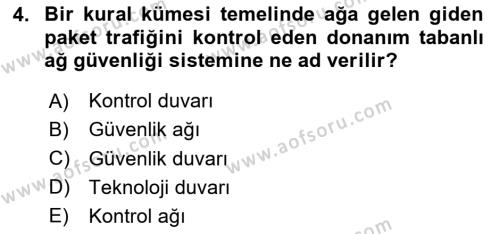 Ev Teknolojisi Dersi 2023 - 2024 Yılı (Vize) Ara Sınavı 4. Soru