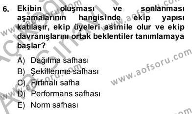 İş Etüdü Dersi 2013 - 2014 Yılı (Vize) Ara Sınavı 6. Soru