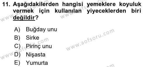 Genel Beslenme Dersi 2020 - 2021 Yılı Yaz Okulu Sınavı 11. Soru