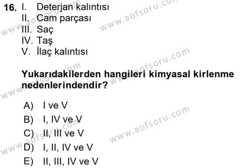 Genel Beslenme Dersi 2020 - 2021 Yılı Yaz Okulu Sınavı 16. Soru