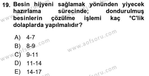 Genel Beslenme Dersi 2020 - 2021 Yılı Yaz Okulu Sınavı 19. Soru