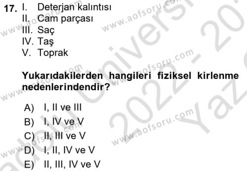 Genel Beslenme Dersi 2022 - 2023 Yılı Yaz Okulu Sınavı 17. Soru