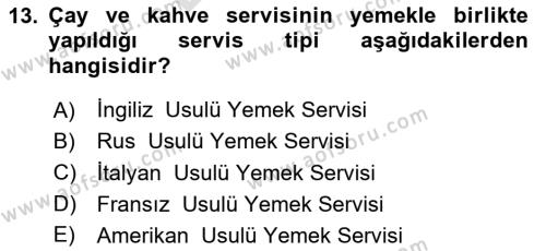 Genel Beslenme Dersi 2023 - 2024 Yılı (Final) Dönem Sonu Sınavı 13. Soru