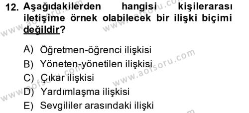 Çocuk ve Ergen Bakımı Dersi 2013 - 2014 Yılı (Vize) Ara Sınavı 12. Soru