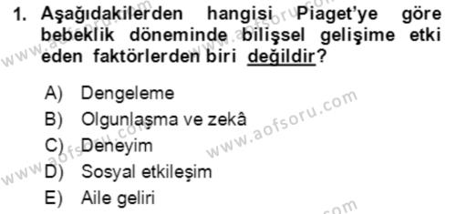 Çocuk ve Ergen Bakımı Dersi 2020 - 2021 Yılı Yaz Okulu Sınavı 1. Soru