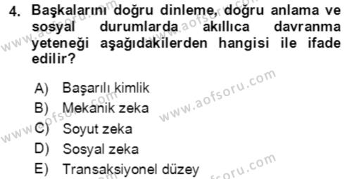 Çocuk ve Ergen Bakımı Dersi 2020 - 2021 Yılı Yaz Okulu Sınavı 4. Soru