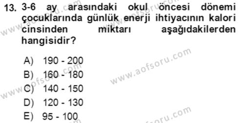 Çocuk ve Ergen Bakımı Dersi 2021 - 2022 Yılı Yaz Okulu Sınavı 13. Soru