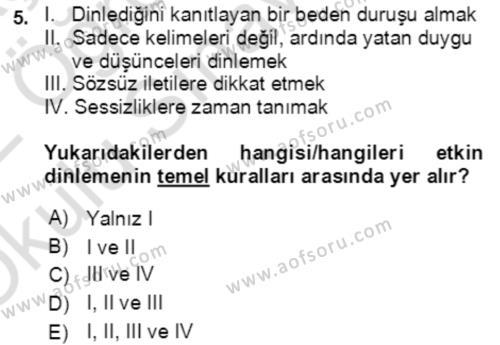 Çocuk ve Ergen Bakımı Dersi 2021 - 2022 Yılı Yaz Okulu Sınavı 5. Soru