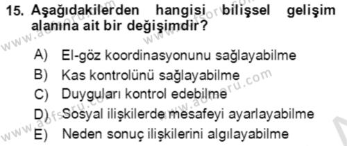 Çocuk ve Ergen Bakımı Dersi 2022 - 2023 Yılı Yaz Okulu Sınavı 15. Soru