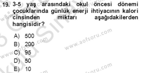 Çocuk ve Ergen Bakımı Dersi 2022 - 2023 Yılı Yaz Okulu Sınavı 19. Soru