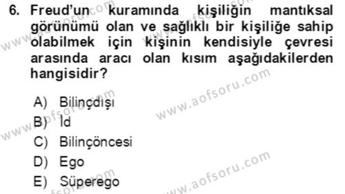 Çocuk ve Ergen Bakımı Dersi 2022 - 2023 Yılı Yaz Okulu Sınavı 6. Soru