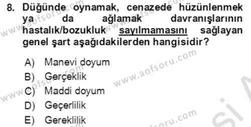 Çocuk ve Ergen Bakımı Dersi 2022 - 2023 Yılı Yaz Okulu Sınavı 8. Soru