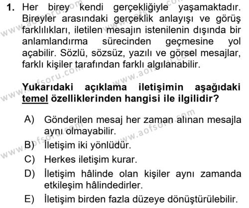 Çocuk ve Ergen Bakımı Dersi 2023 - 2024 Yılı (Vize) Ara Sınavı 1. Soru