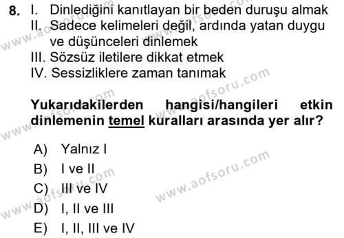 Çocuk ve Ergen Bakımı Dersi 2023 - 2024 Yılı (Vize) Ara Sınavı 8. Soru