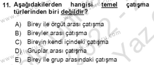 Verimlilik Yönetimi Dersi 2022 - 2023 Yılı Yaz Okulu Sınavı 11. Soru