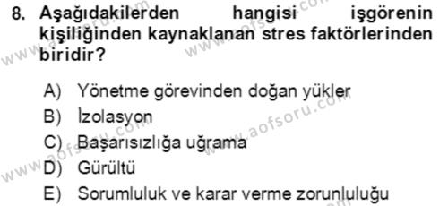 Verimlilik Yönetimi Dersi 2022 - 2023 Yılı Yaz Okulu Sınavı 8. Soru